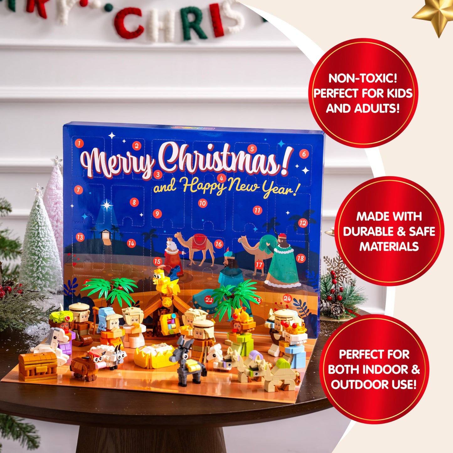 JOYIN 2025 Nativity Advent Calendar Building Blocks, 24 Days Christmas Themed Building Blocks, Xmas Party Favor Supplies for Boys Girls, Kids Xmas Fun Gifts, Countdown Calendar (3+)