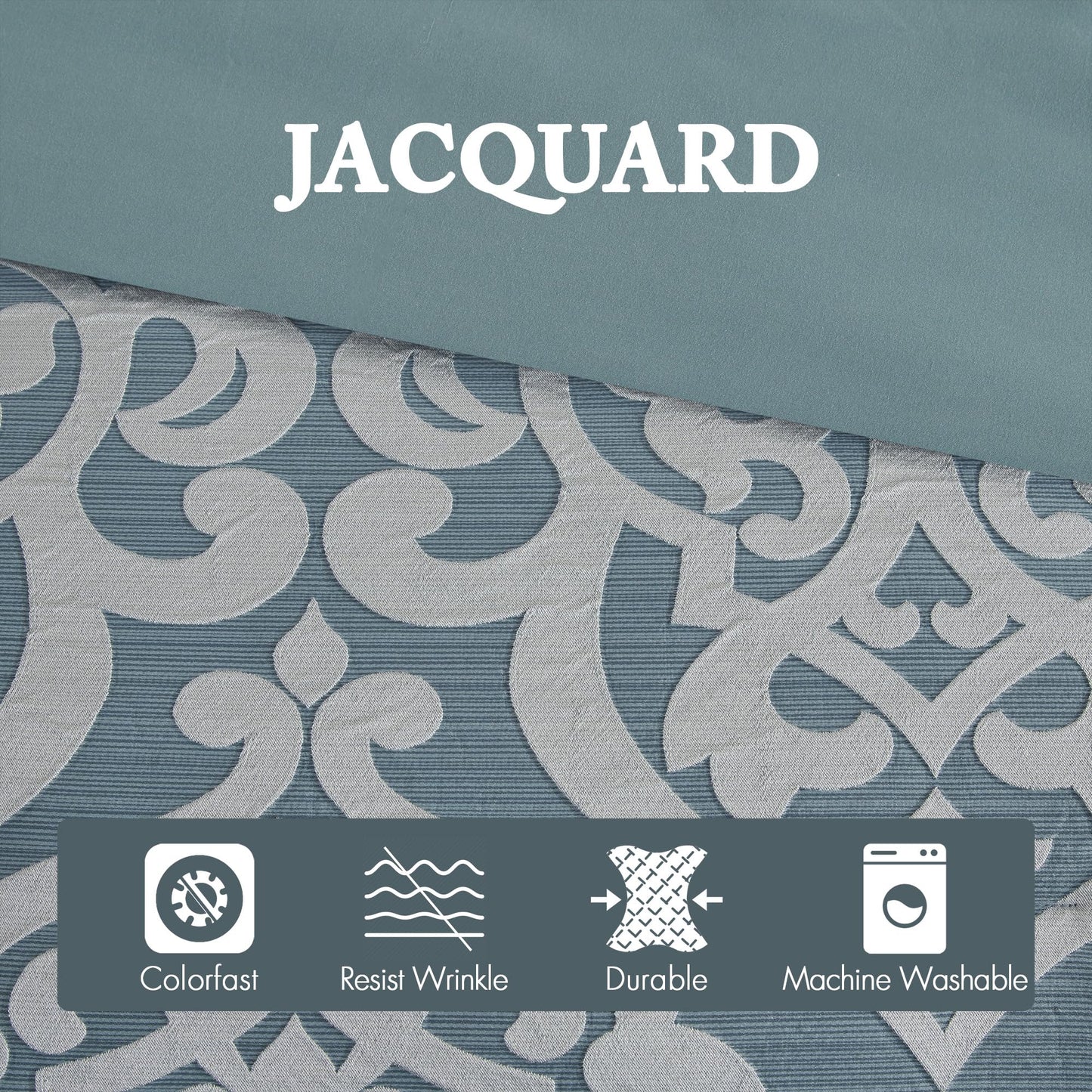 Madison Park Odette Cozy King Size Comforter Set Jacquard Damask Medallion Design - Modern All Season, Down Alternative Bedding, Shams, Decorative Pillows, King(104 in x 92 in), Aqua