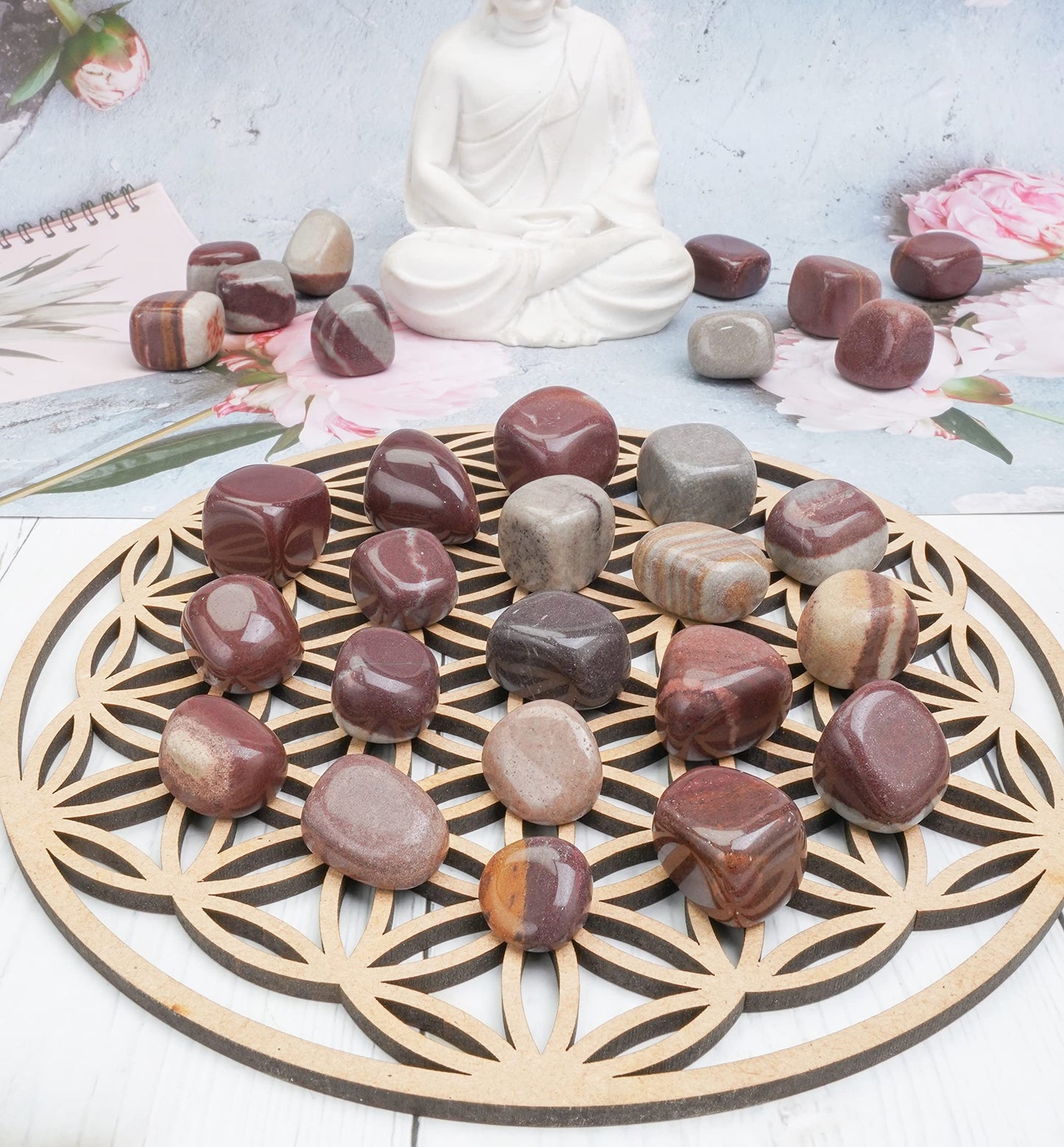 ZAICUS 1lb Narmada Tumbled Stones | Polished Crystals Healing | Natural Stones | Feng Shui | Chakra Balancing | Good Luck | Reiki Gift | Home Decor | Size 20-25 mm