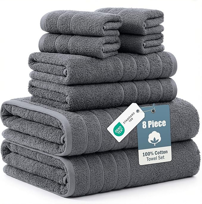 Casa Platino Premium Cotton Bath Towel Set 8 Pcs