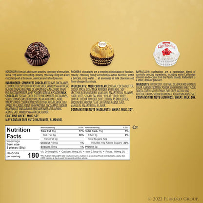 Ferrero Rocher Collection, Premium Gift Set, Hazelnut Milk Chocolate, Dark Chocolate and Coconut, 48 Count, 4.6 oz