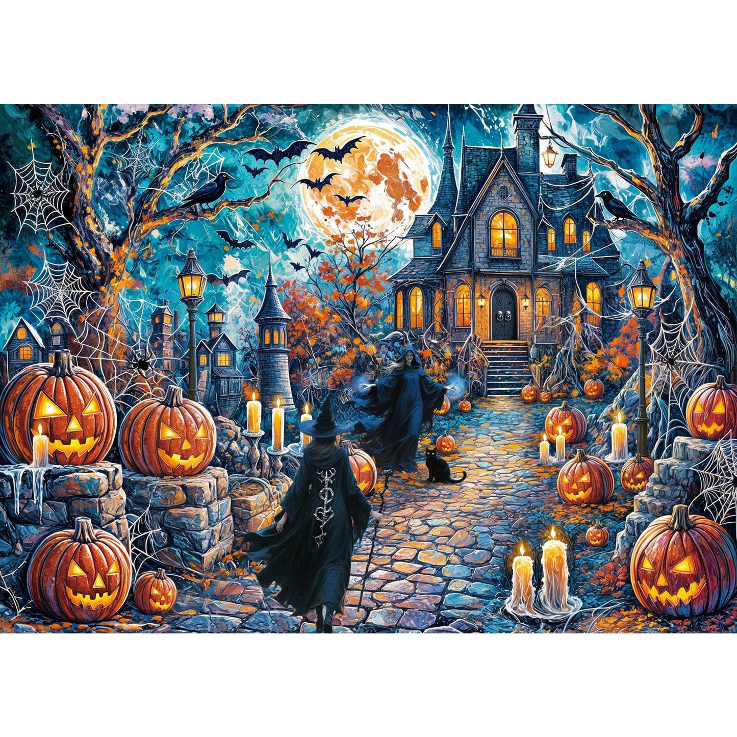 TangMosaic Puzzles for Adults 1000 Pieces, Haunted Halloween Night House Jigsaw Puzzles, Fun Horror Challenging Puzzle, Halloween Puzzles Gift, Home Decoration Puzzle, Interlock Perfectly No Dust