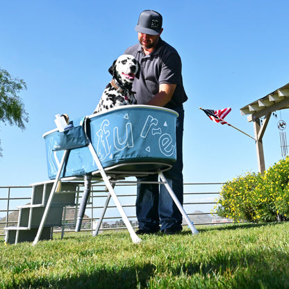 Steper Big Dog Bath Tub with Stairs Elevated Portable Foldable Wash Station with Steps for Bathing Shower and Grooming Indoor Outdoor for Medium to Large Size Dogs (Large 2022 Version)