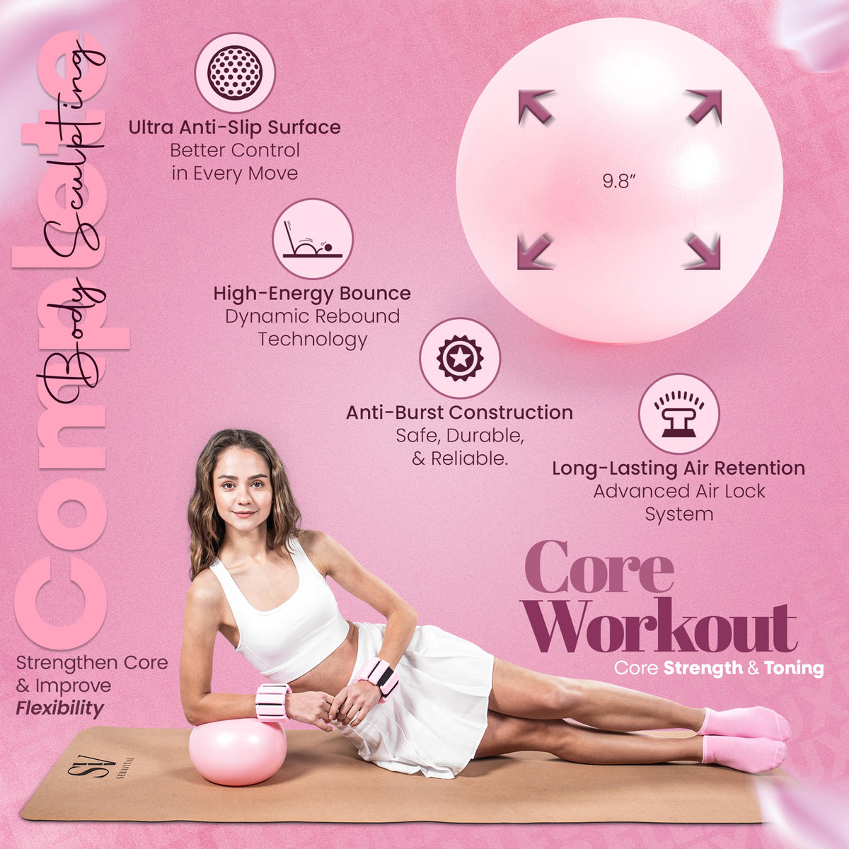 FlexiLuxe 14-Piece Pilates Kit for Home Workouts | Pilates Equipment Workout Set | Resistance Bands | Pilates Ring | Pilates Ball | Yoga Blocks | Home Pilates Kit | Pilates Workout Set | Home Pilates