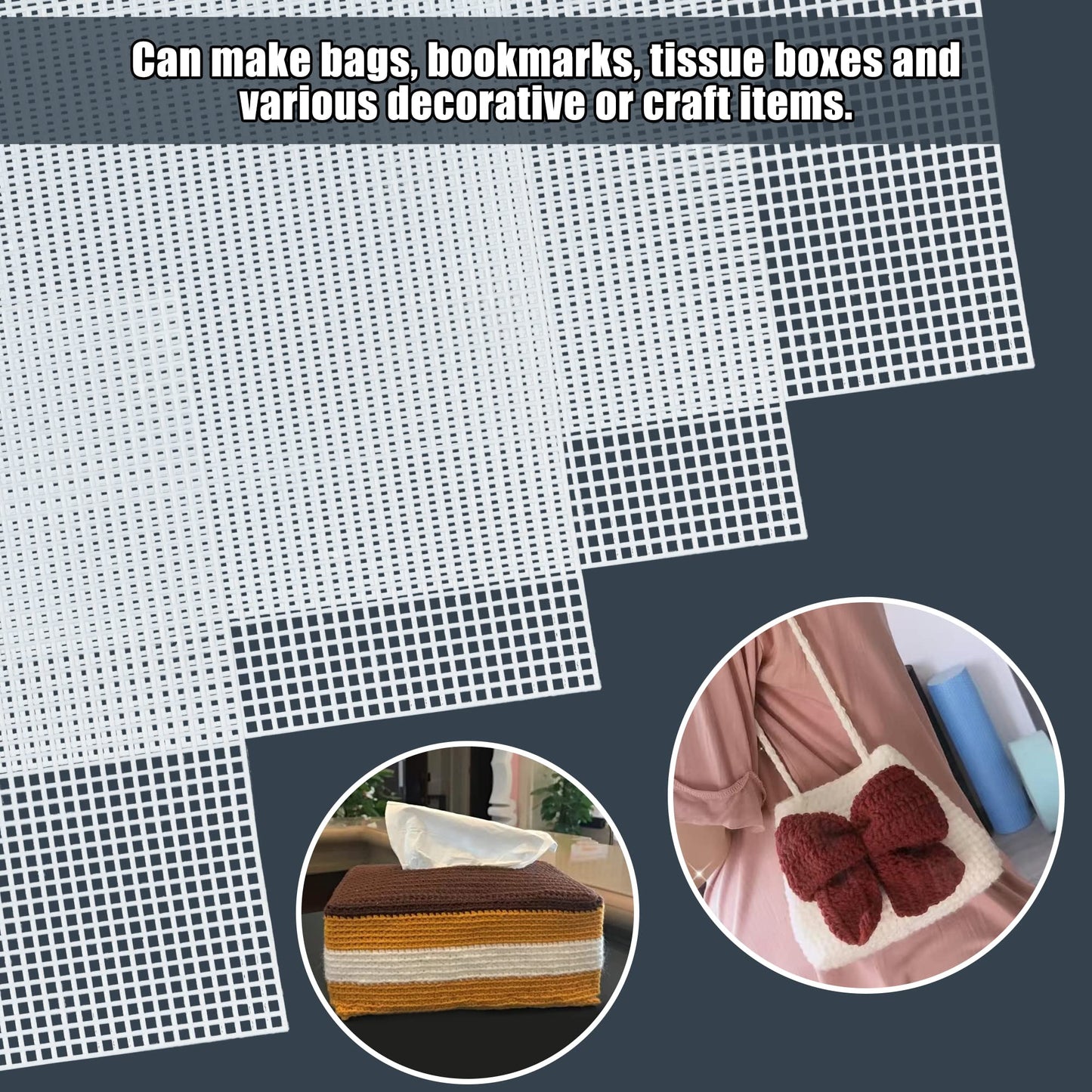 LYLIDIA 6PCS Plastic Canvas Sheets 6 Count Mesh for DIY Crafts, White Needlepoint Canvas for Embroidery, Crafting, Knit, Crochet Projects, Cross-Stitch, Bag Making