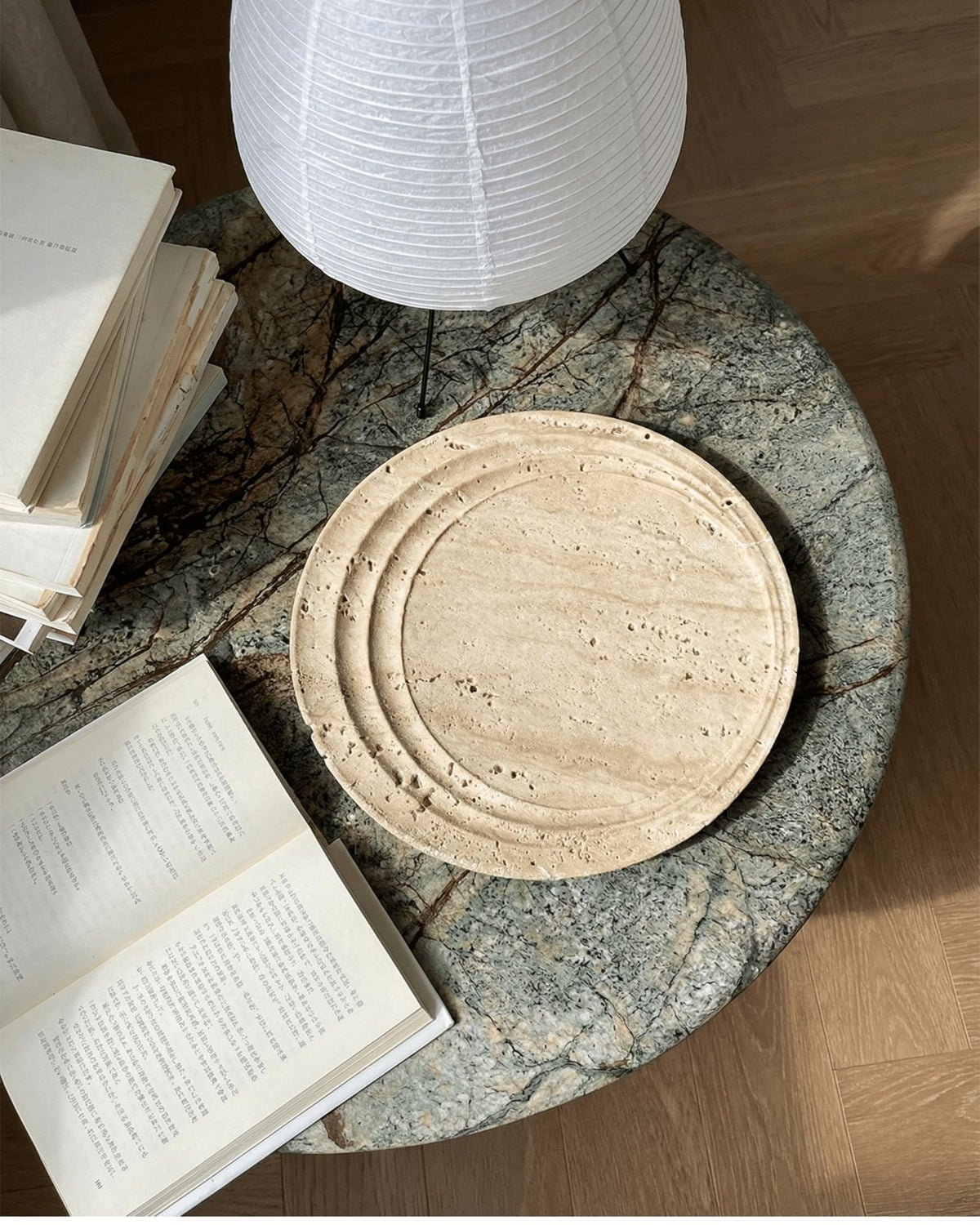 astavostone Natural Travertine Tray 9.5'' – Cream Beige Marble Decorative Tray, Fruit & Vase Display Plate, Decorative Catchall for Keys, Jewelry & Objects on Table, Island or Entryway Counter Decor