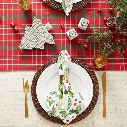 DII Holiday Dining Table Linen Collection Tartan Holly Plaid, Christmas Table Runner, 14x108, Red & Green