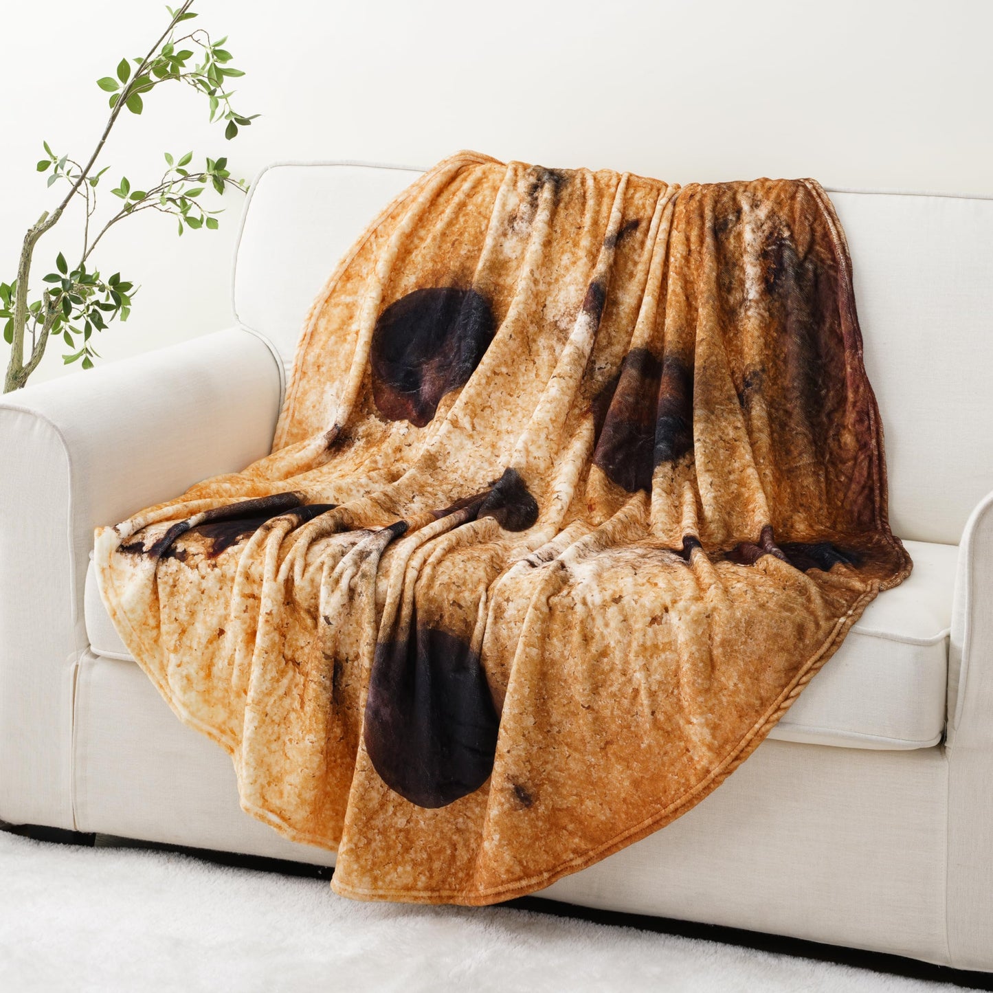 BATTILO HOME 71 Inch Chocolate Chip Cookie Blanket Adult Size, Soft and Comfortable Flannel Round Blanket, Giant Food Blankets That Look Like Food for Women/Teens/Men/Kids