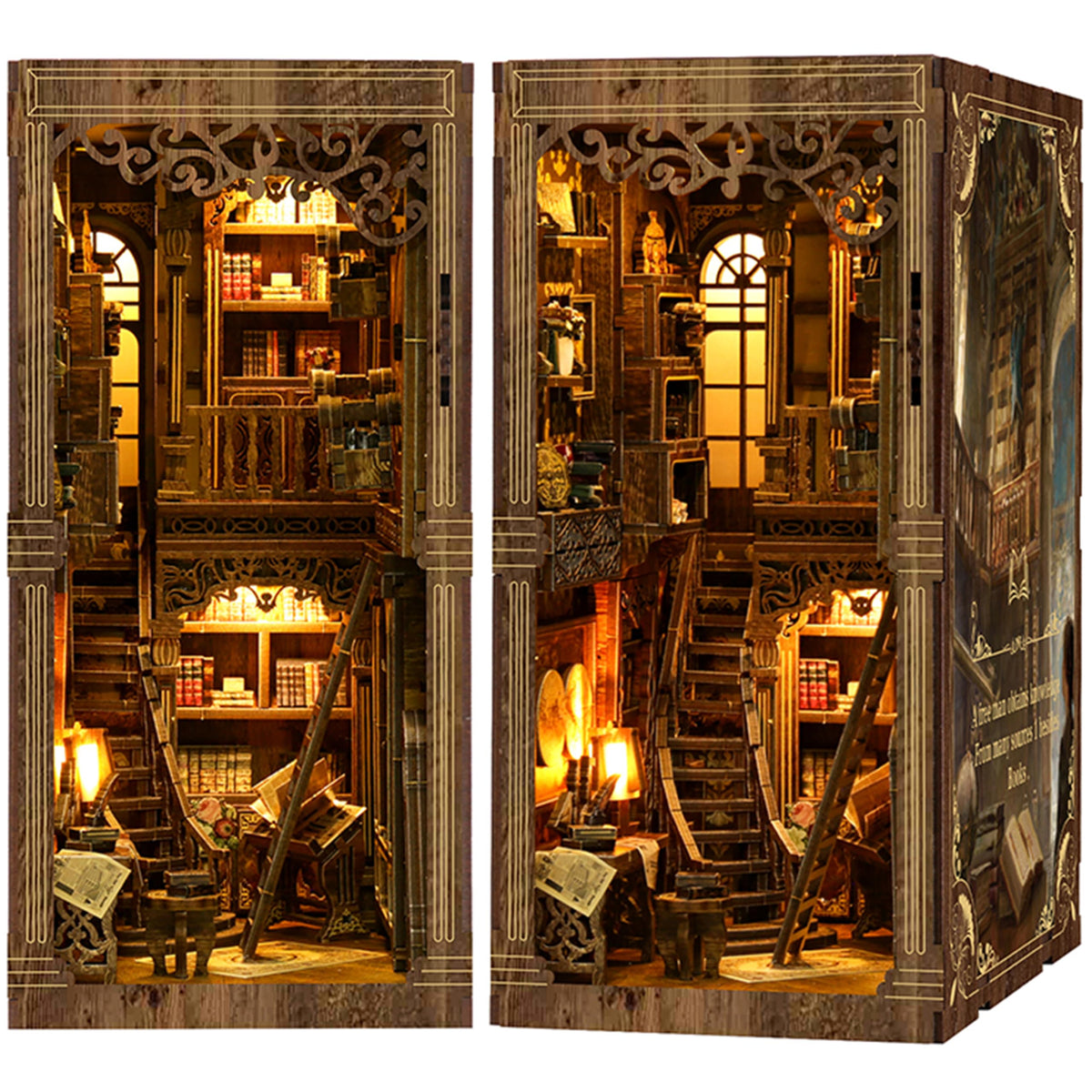 ISSEVE Book Nook, DIY Book Nook Kits for Adults 3D Wooden Puzzle Booknook Dollhouse, Miniature House Kit for Bookshelf Decor, Adults Model Crafts Kits, Gifts for Family Friends (Book Collection Room)