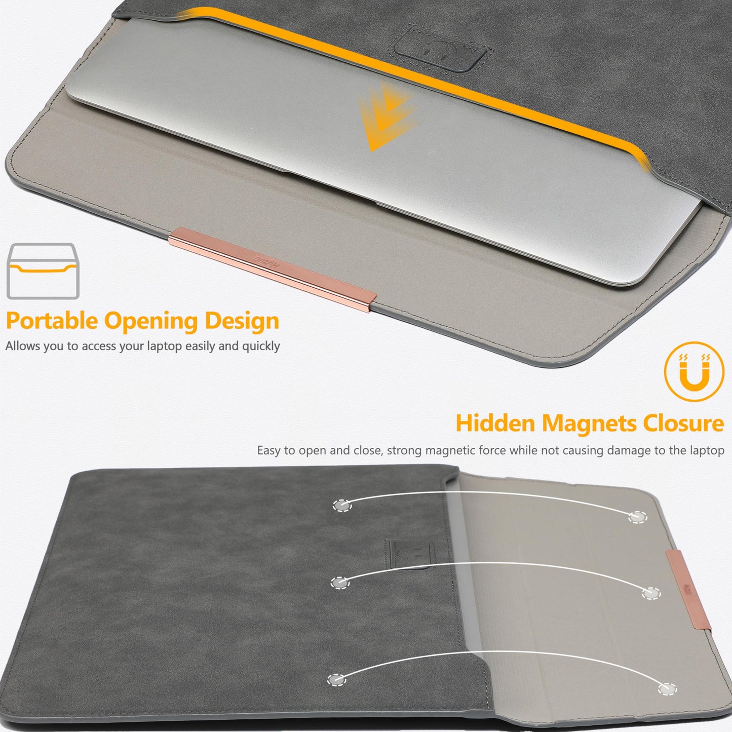 HYZUO 13.3-14 Inch Laptop Sleeve Case with Stand for MacBook Pro 14 M4/M3/M2/M1 2025-2021, MacBook Air/Pro 13.3, 13.8/13.5 Surface Laptop, HP Spectre X360 13/14, Space Grey(Smiley)