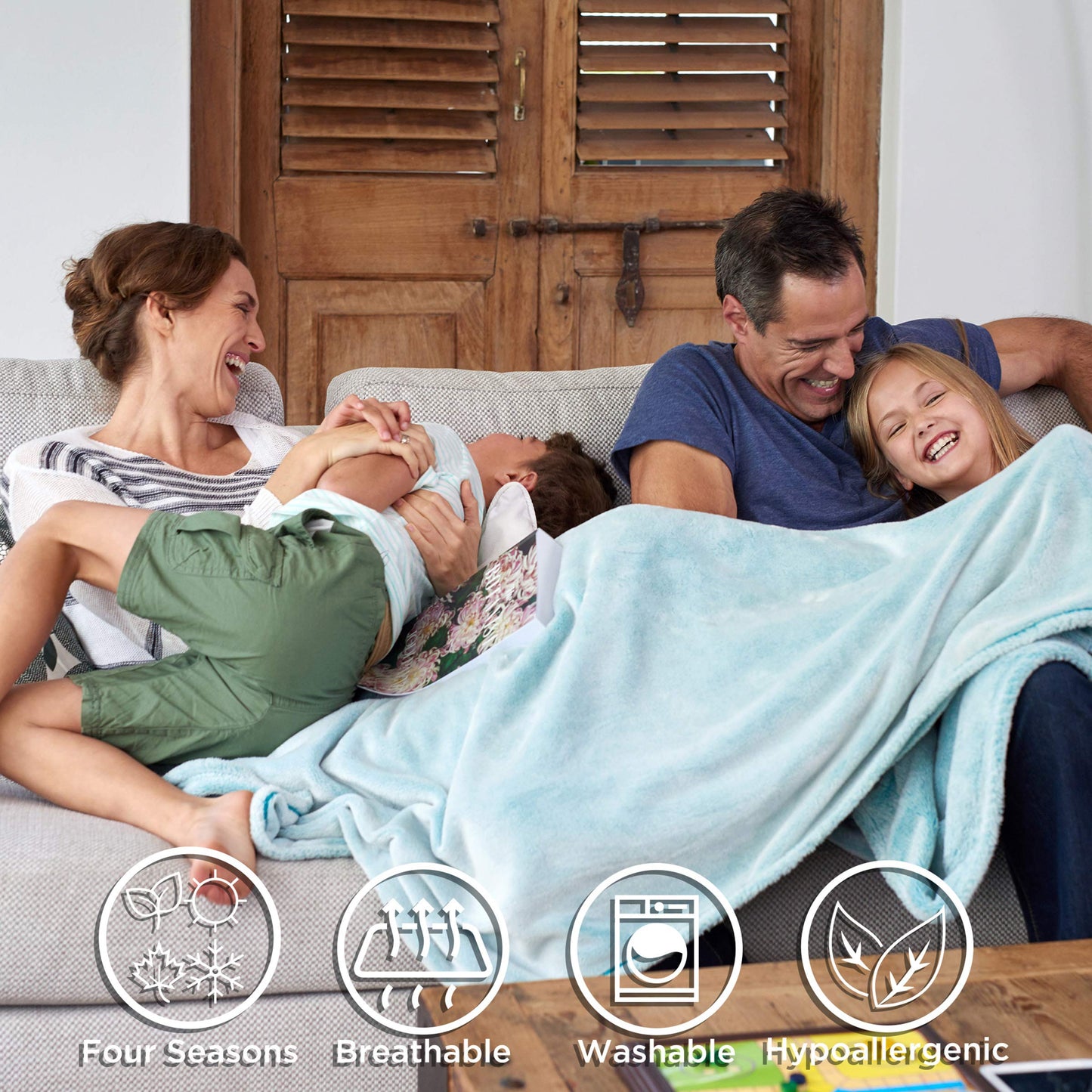 Throw Blanket for the Couch - Luxurious, Soft Faux Fur Fluffy Comforter - Hypoallergenic, Long Pile Blanket with Sherpa Back by Bedford Home (White)