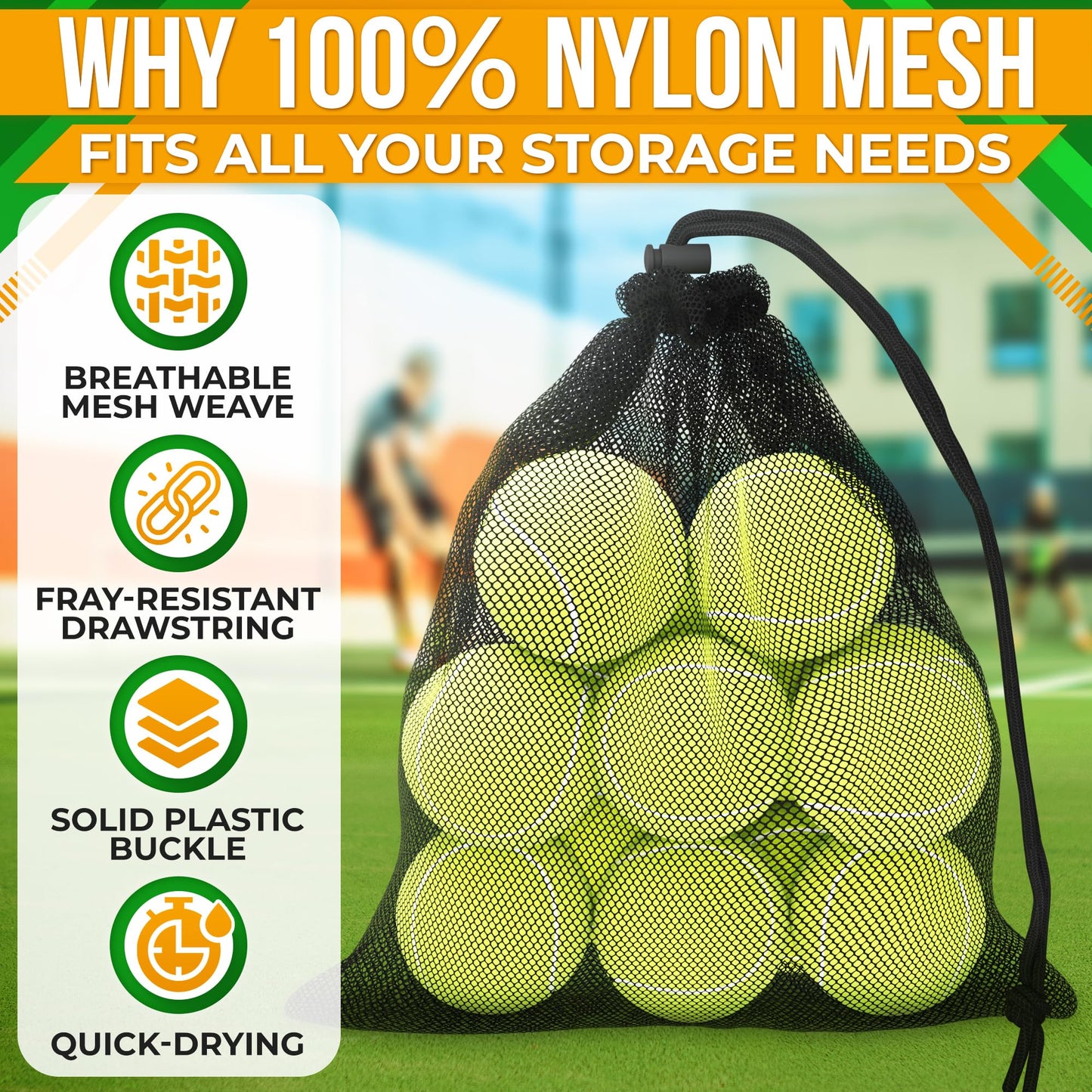 Mesh Bags Drawstring 5Pcs 11,8 х7.48'' – Strong, Lightweight, Breathable Mesh Bag with Quick-Dry and Tear-Resistant Design – Easy to Tighten and Adjust for Travel, Sports, Swimming, and Ball Storage