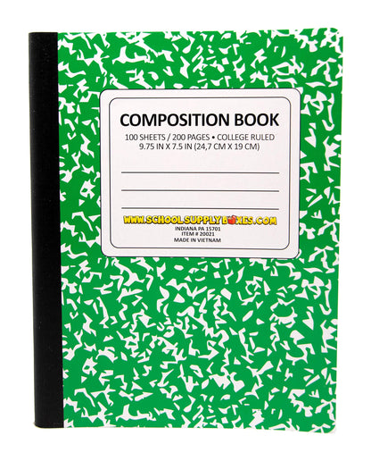 100 Sheet Composition Notebooks - School Supply Boxes - 5 College Ruled Writing Notebooks - 1 Black, 1 Red, 1 Green, 1 Blue, and 1 Yellow (College Ruled)