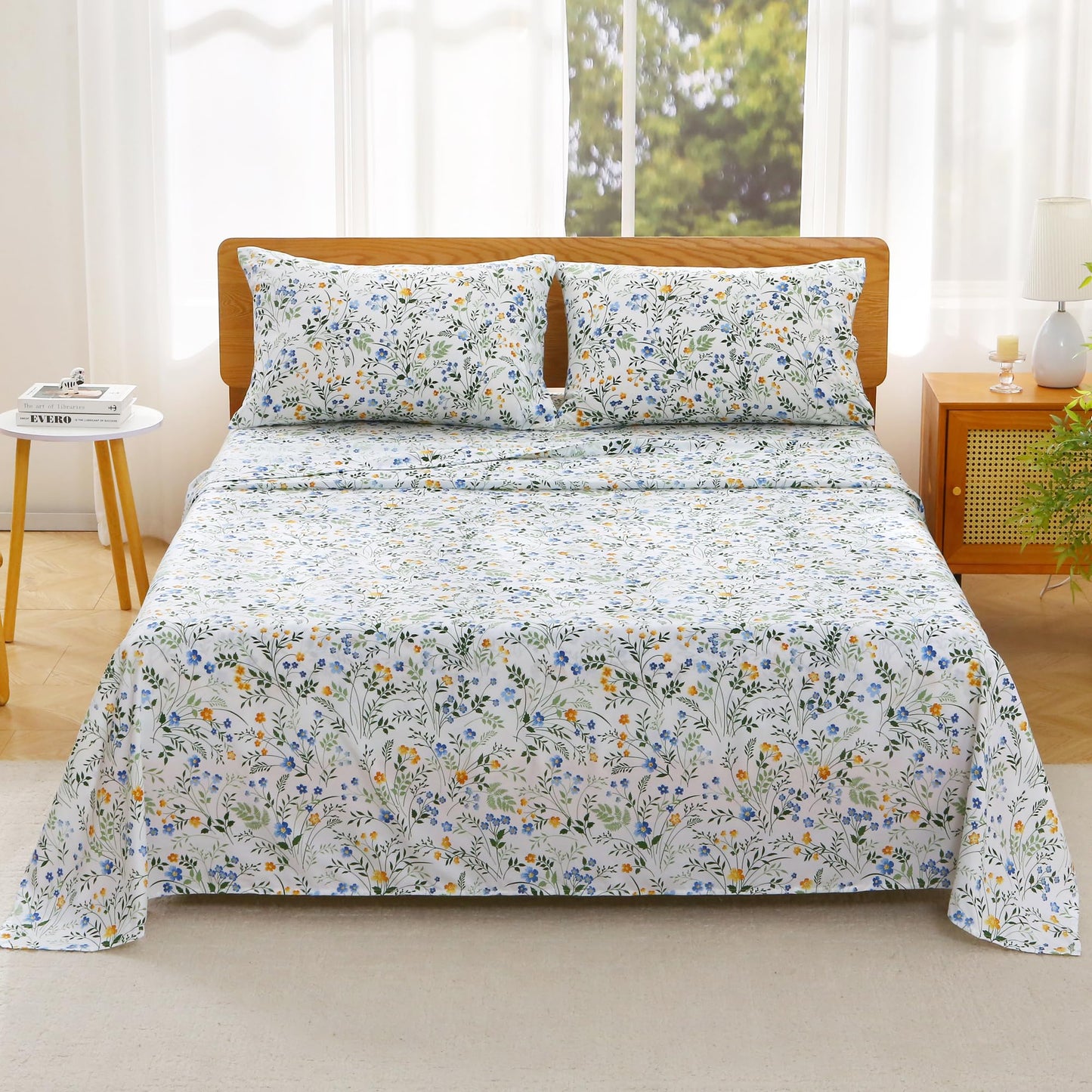 Viviland Queen Bed Sheet Set - 4 Piece Double Brushed Microfiber Bedding - Deep Pocket Up to 15", Ultra Soft, Breathable & Wrinkle Resistant Skin-Friendly Cooling Sheets for Adult - Ethereal Wilds(Q)
