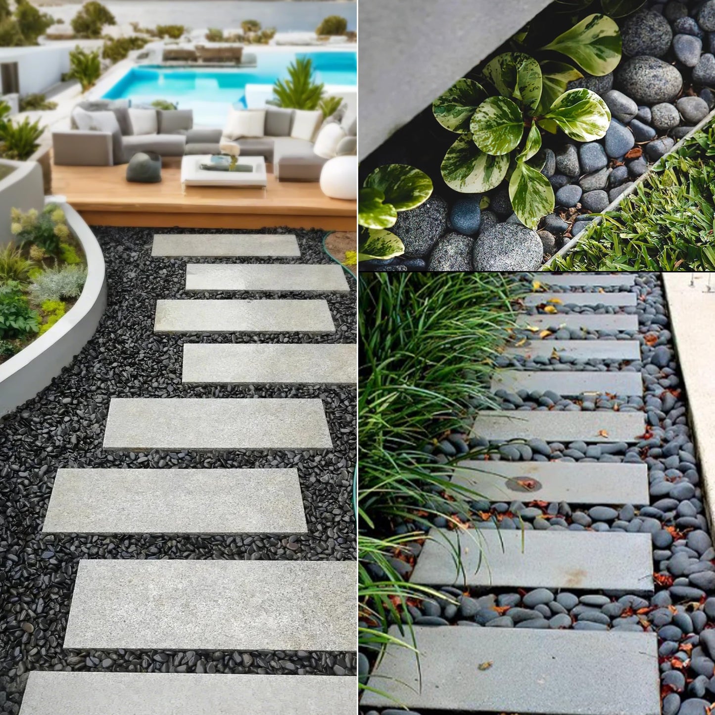 Quibbay 5 lbs Natural Mexican Beach Pebbles, 1-2 Inch Large River Rocks for Plants and Landscaping, Decorative Stone for Fish Tank Aquarium Fountain Garden Paving Walkways Pathways Backyard, Grey