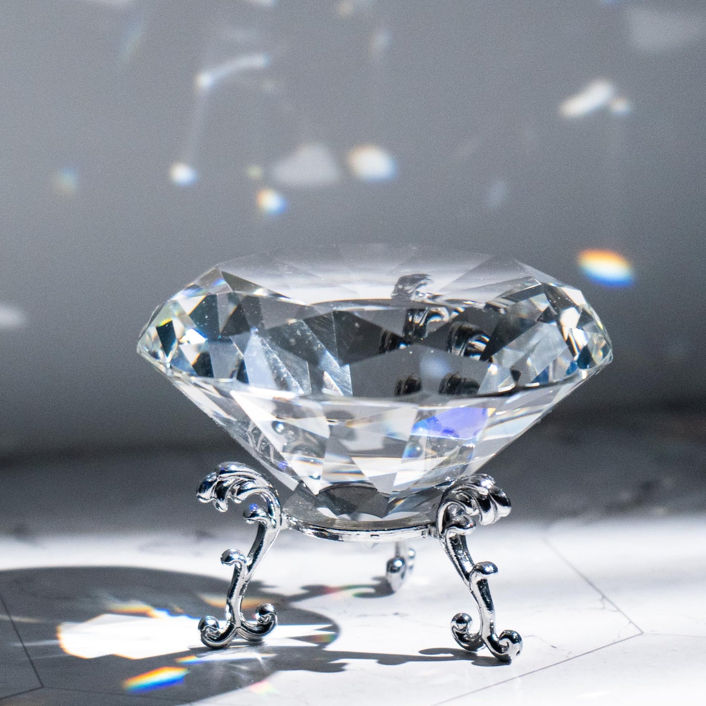 QIANCHANG 80mm Crystal Diamond Paperweight Large Faceted Glass Diamond Prism Jewel Gemstone for Home Wedding Table Decoration(Clear)