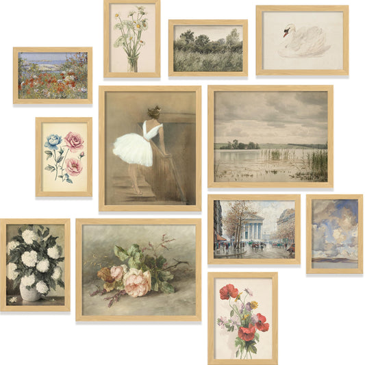 97 Decor French Decor For Home - Country French Wall Art Posters, Vintage Floral Pictures, Vintage Art Gallery Wall Prints Landscape Painting For Bedroom Decorations (Unframed)