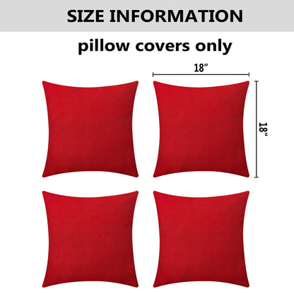Home Brilliant Red Pillow Covers 18x18 Outdoor Pillows for Patio Waterproof Throw Pillow Cover for Couch Chair Tent Wedding Party Outdoor Christmas Decorations, 18x18 inches(45cm), Red