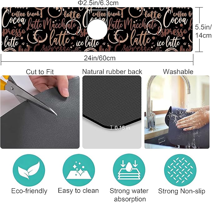 Kitchen Sink Splash Guard Faucet Mat Super Absorbent Fast Drying Mat Sink