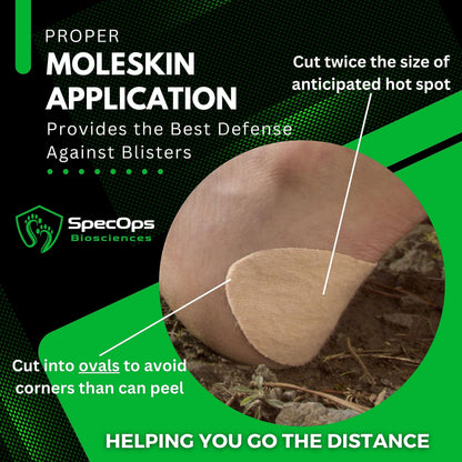 SpecOps Biosciences Trail-Ready Foot Combo – Military-Grade Moleskin + 2 Pairs Merino Wool Blend Socks for Hiking, Rucking & Long Miles