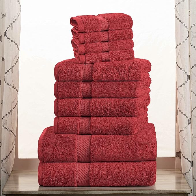 Superior Egyptian Cotton Solid Towel Set, Washcloths 13” x 13”, Hand Towels 20”