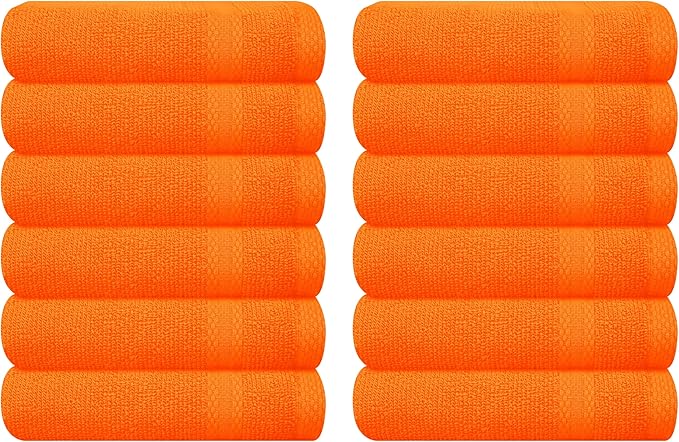 GLAMBURG Ultra Soft 12-Piece Washcloths Set 13x13-100% Ringspun Cotton