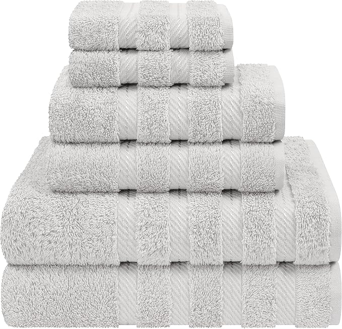 American Soft Linen Luxury 6 Piece Towel Set, 2 Bath Towels 2 Hand Towel 2