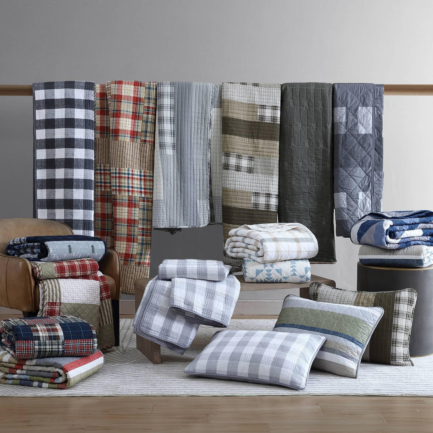 Eddie Bauer - Queen Quilt Set, Cotton Reversible Bedding with Matching Shams, Home Decor for All Seasons (Fairview Grey, Queen)