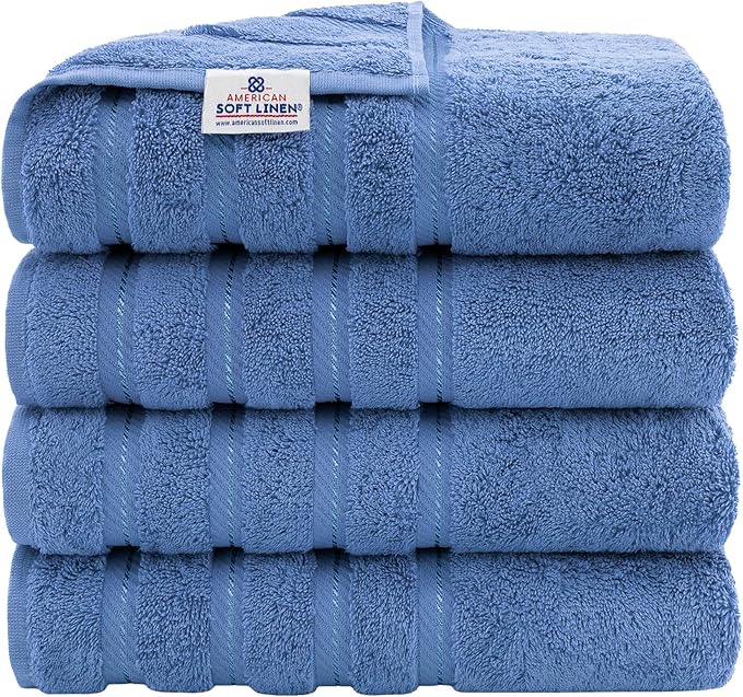 American Soft Linen Luxury 4 Piece Bath Towel Set, 600 GSM 100% Cotton Turkish