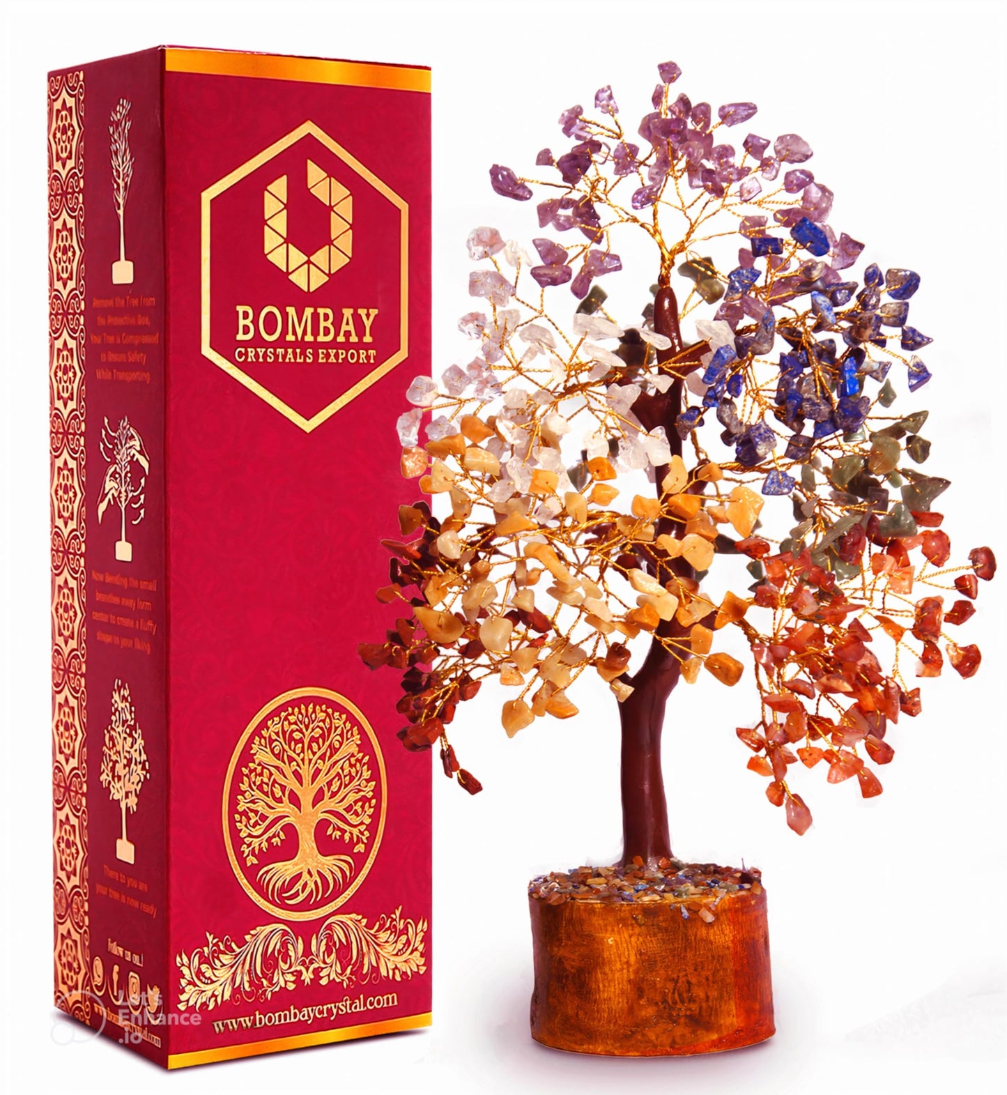 Crystal Tree of Life - 7 Chakra Healing Crystal Bonsai Tree for Home & Office Decor | Handmade Gemstone Money Tree for Positive Energy, Good Luck & Wealth | Spiritual Birthday Gift for Women & Mom