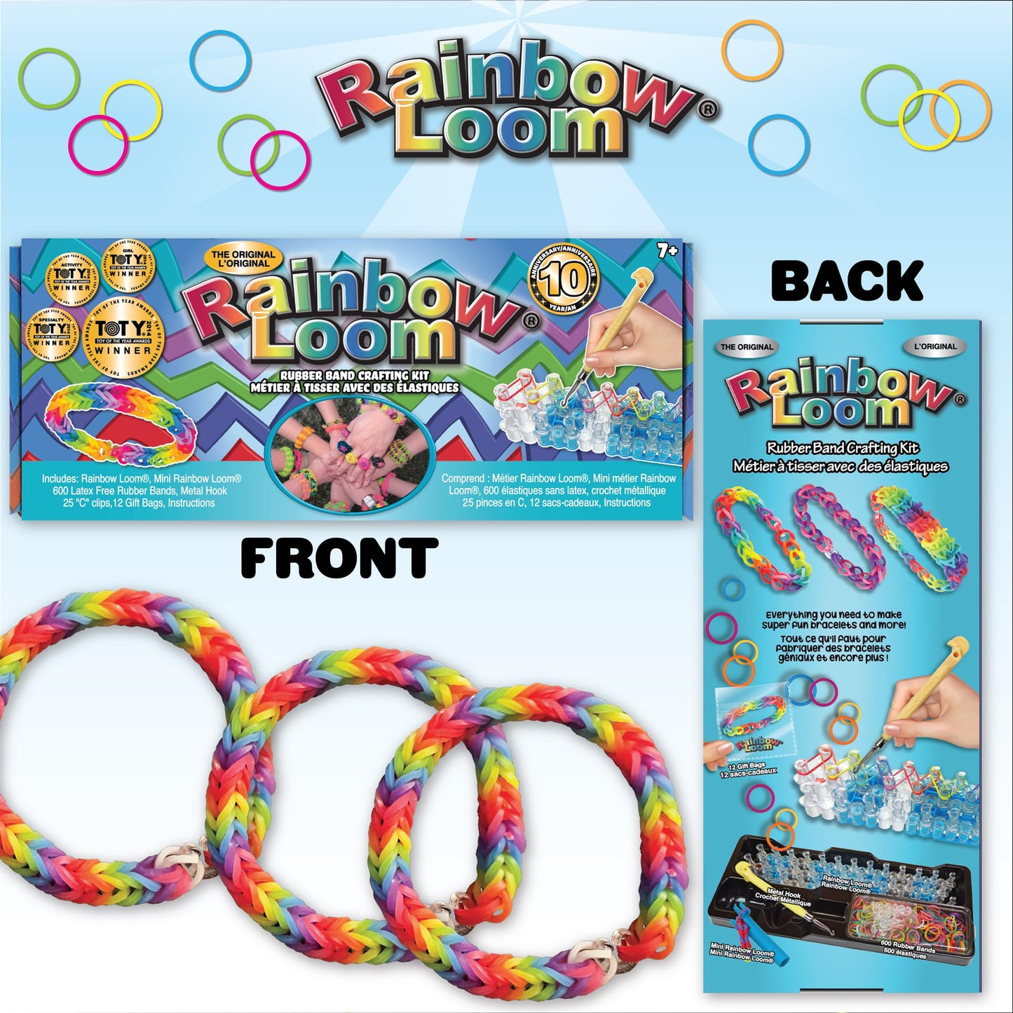Rainbow Loom Original Loom Band Kit | Rubber Band Bracelet Kit with Loom Band Board, Loom Band Tool, and Elastic Bands Childrens Jewellery Making Kits Make Great Gifts for Kids Age 7+