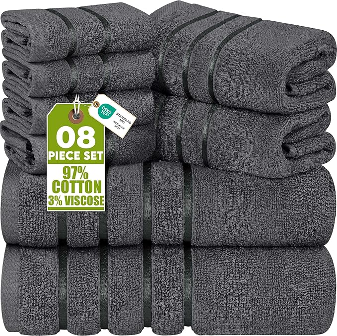 Utopia Towels 8-Piece Luxury Towel Set, 2 Bath Towels, 2 Hand Towels, and 4