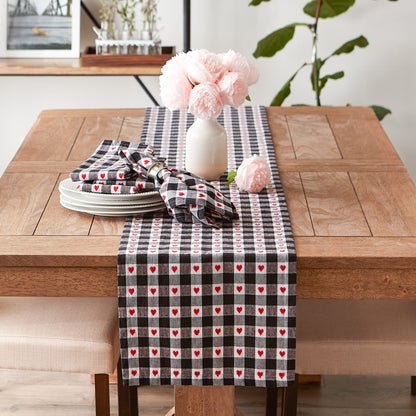 DII Valentine's Day Collection, Napkin Set, 20x20, Dobby Hearts Check