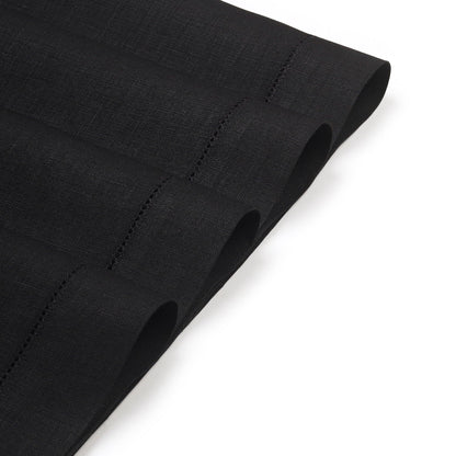 D’Moksha Homes Value Pack - Black Linen Table Runner and Placemats Set: 1 Linen Table Runner (14 x 36 Inch) and 4 Linen Placemats (14 x 19 inch); 5 pcs in Total; 100% Pure European Linen