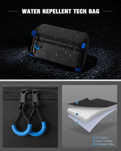 Smasrob Electronics Organizer Travel Case, Water Resistant Tech Bag Charger Pouch for Cord, Cable, Cards, Phone, Airpods, Black