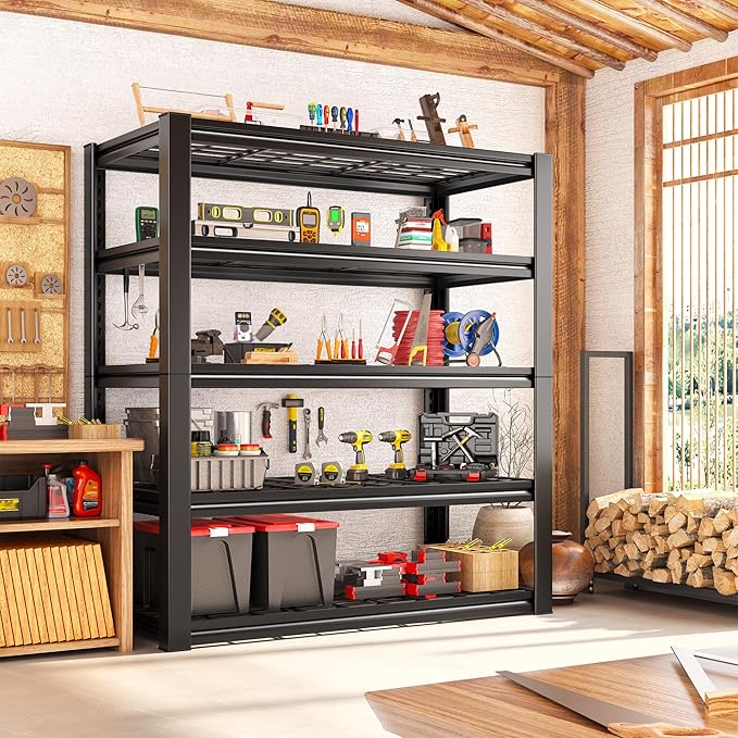 REIBII Garage Shelving 3200LBS, 5-Tier Storage Shelves, Adjustable Industrial Metal Shelving Unit for Garage, Basement, Pantry, Warehouse,Commercial, 36" W x 16" D x 72" H, 3 Pack
