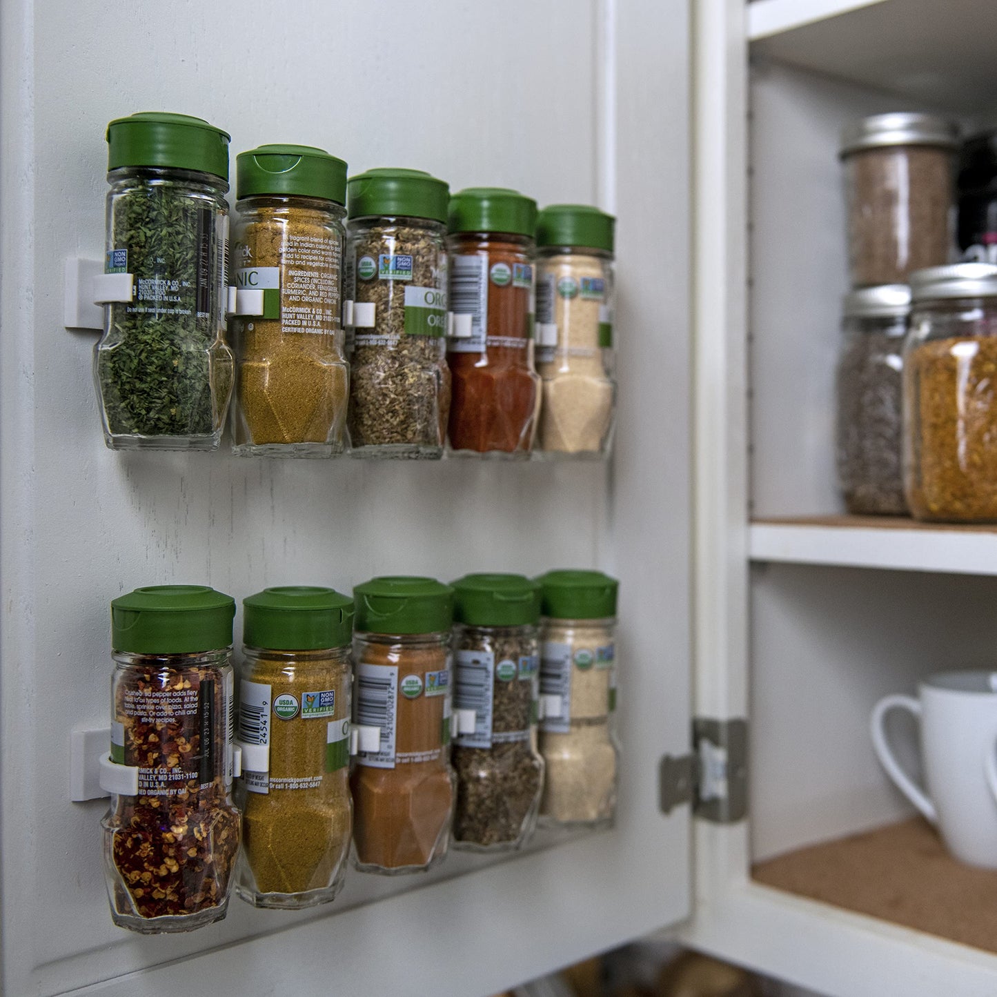 Crazy Chef Spice Clips 30 ct Spice Clips Gripper Organizer Holds 30 Spice Jars - Pantry and Inside Cabinet Organization 3M Adhesive Spice Rack