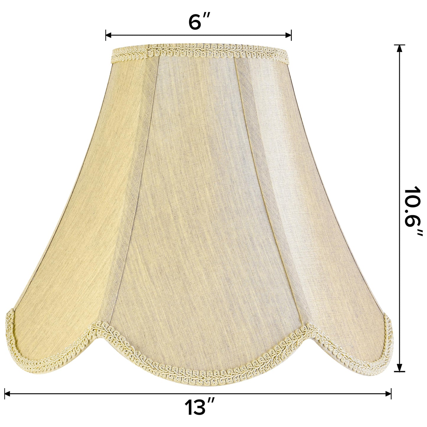 GO&SO Gold Lamp Shade Medium Bell Lamp Shades 2pc Edge Petal Braid Design Scalloped Lamp Shade,6"Top x 13"Bottom x 10.6"Vertical Height (Spider) Replacement Lampshades for Table Lamps - Easy Assembly
