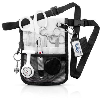 ASA TECHMED Nurse Utility Belt – Complete Medical Belt Utility Kit, Pro Pack Pocket Organizer Pouch Hip Bag for EMT, CNA, NP, PA, Student, White