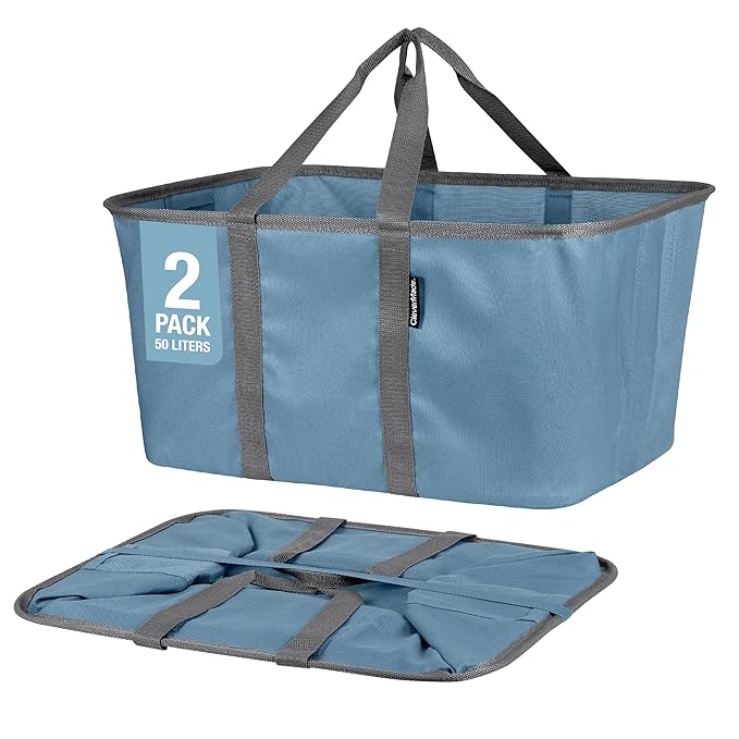 CleverMade Collapsible Laundry Tote 2-Pack – Foldable Carry-All Storage Bin