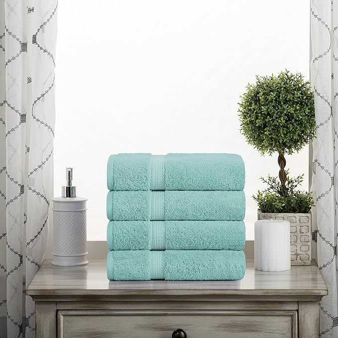 SUPERIOR Egyptian Cotton Pile Hand Towel Set of 4, Ultra Soft Luxury Towels