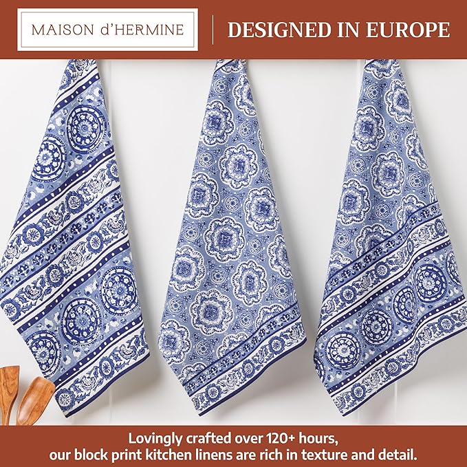 Maison d' Hermine Kitchen Towels Set of 3 100% Cotton 27.50" x 20" Reusable