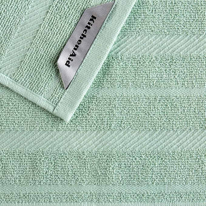 KitchenAid Albany Dishcloth 8 Pack Set, Pistachio/White