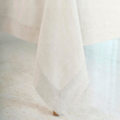 D'Moksha Homes Light Natural Linen Tablecloth 60 x 84 Inch - 100% Pure Linen Table Cloth for Rectangle Tables - Machine Washable Cloth Tablecloth for Mothers Day, Spring