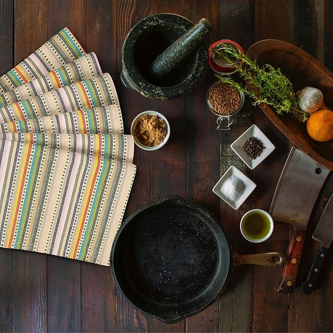 Urban Villa Kitchen Towels Beige Stripes Dish Towels