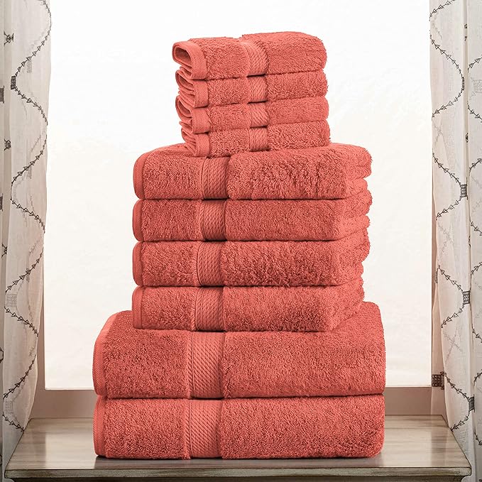 SUPERIOR Egyptian Cotton Solid Towel Set, Washcloths 13” x 13”, Hand Towels 20”