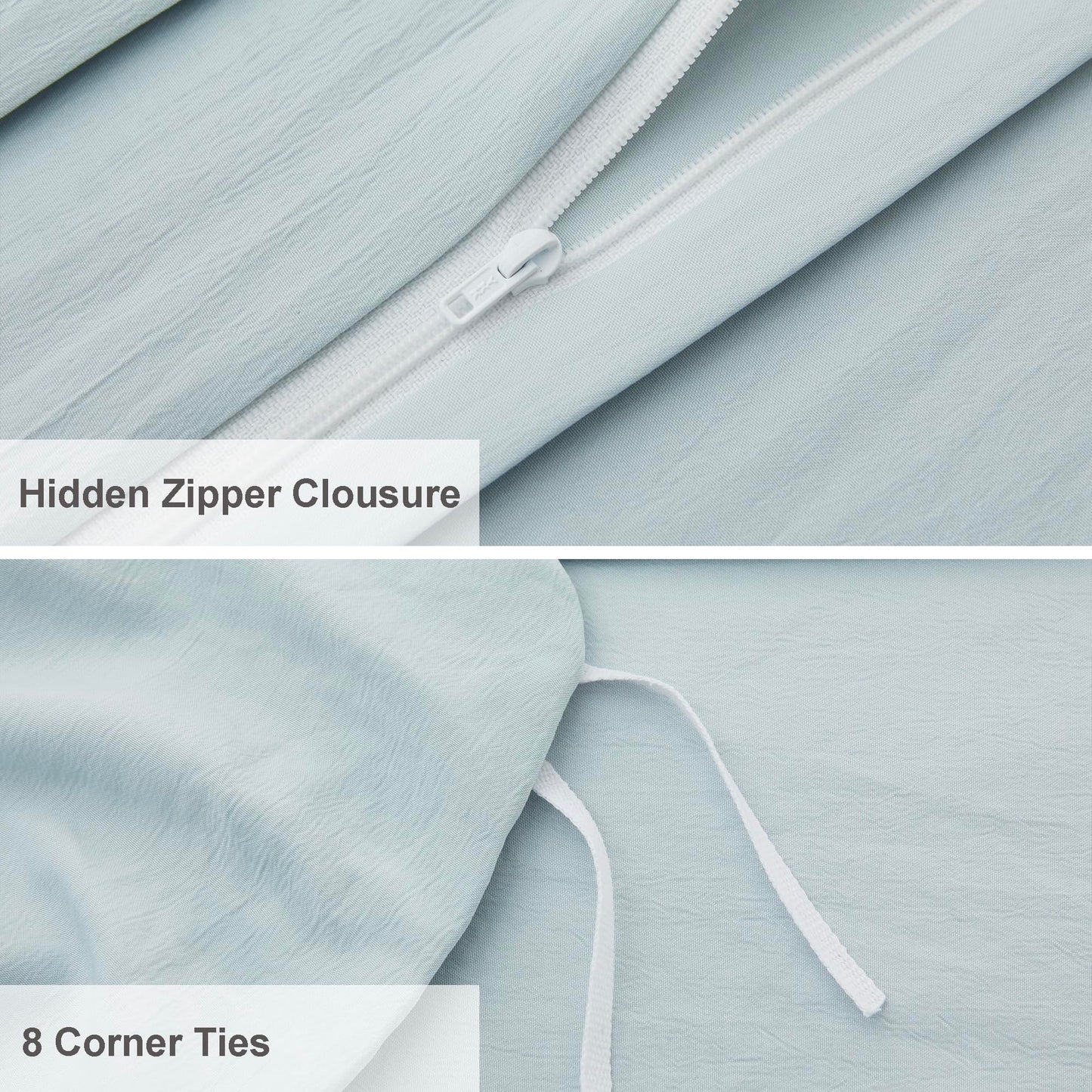 Oli Anderson Cornflower Blue Duvet Cover Queen Size - Pleated Queen Duvet Cover, 3PCS Soft and Breathable Textured Bedding Set with Zipper Closure(Cornflower Blue,90"x90")