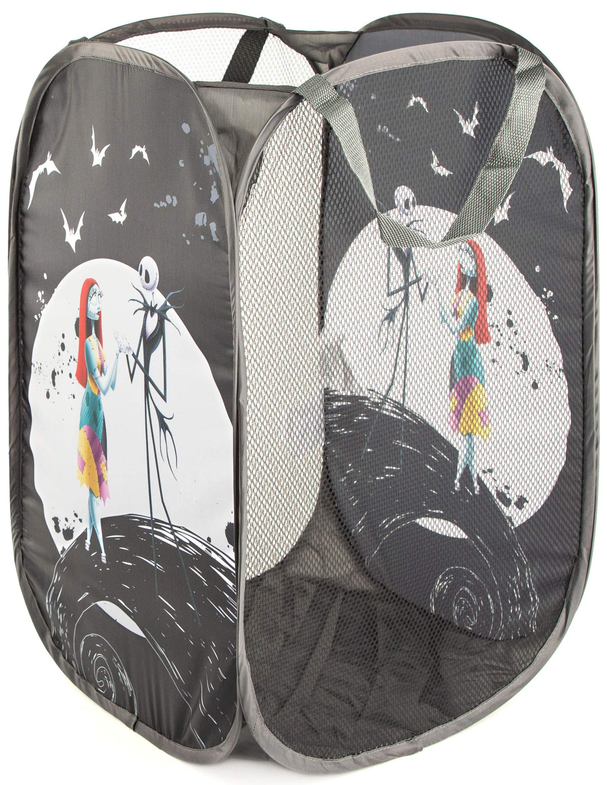 Jay Franco Disney Nightmare Before Christmas Jack & Sally Pop Up Hamper - Mesh Laundry Basket/Bag with Durable Handles (Official Disney Product)