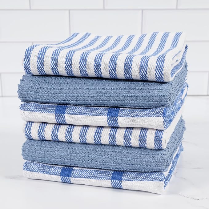 KAF Home Premium Kitchen Towels, Large 100% Cotton, Flat & Terry Absorbent Dish