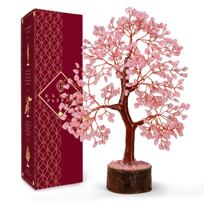 Rose Quartz Crystal Tree of Life Birthday Gifts for Women, Men, Handmade Home Decor, Office Decoration, Healing Crystal Chakra Tree for Money, Positivity, Reiki, Good Luck Gifts for Her, Mom & Dad